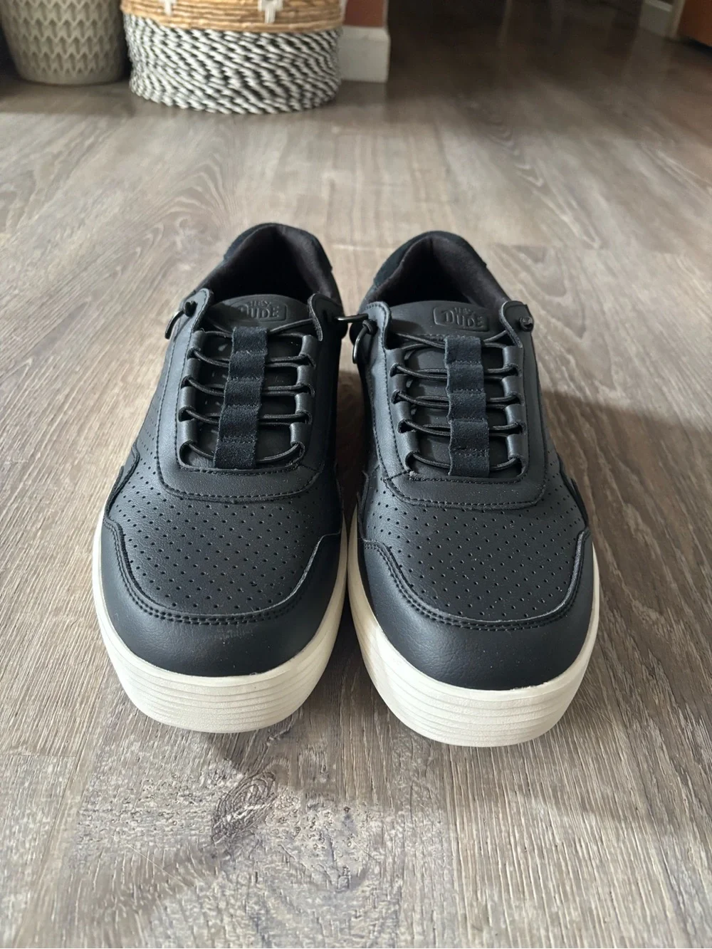 Men's Heydude Black Sneakers with White Sole